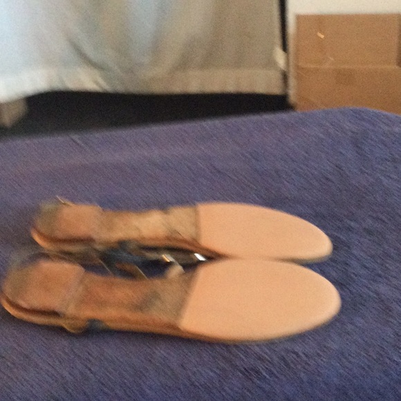 Black and Tan Logo Accent Women\'s Leather Sandals